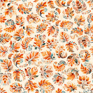 QT Fabrics - Harvest Hollow - Fall Leaves - Cream #31990-e