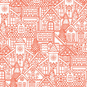 Cloud9 Fabrics - Jolly Tidings - Gingerbread Village - Red #229200