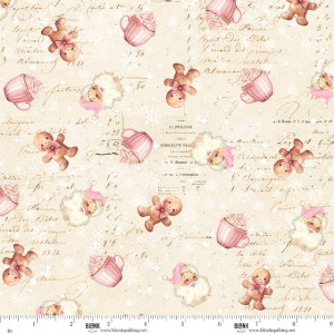Blank Quilting Fabrics - Christmas Magic - Gingerbread & Cocoa Cups - Ivory #2018-41