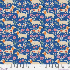 Free Spirit Fabrics - Stannie & Lloyd - Pemberley Pups - Delft #PWAE011-DELFT