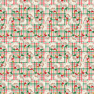 3 Wishes Fabric - Dancing Santas - Santa's Tartan Tidings - Multi #24554-MLT