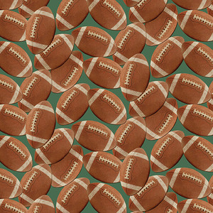 Benartex - Touchdown - Footballs - Leather/Green #16839-79