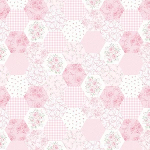 Timeless Treasures Fabric - Pretty In Pink - Pink Hexagons #cd4330-pink