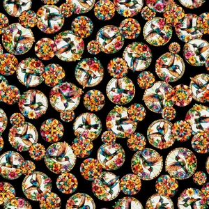 QT Fabrics - Flight Of The Hummingbird - Stained Glass Hummingbird - Circle Vignettes #32193-j