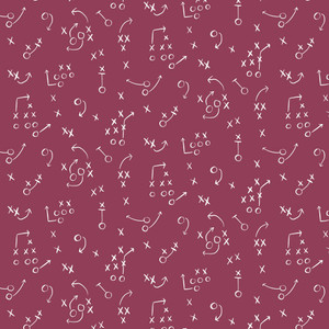 Cloud9 Fabrics - Touchdowns & Tailwags - X's and O's - Plum #229546