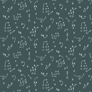 Cloud9 Fabrics - Touchdowns & Tailwags - X's and O's - Teal #229547