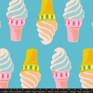 Ruby Star Society Fabric - Sparkle Mart - 108" Novelty Ice Cream - Turquoise #RS-0124-12