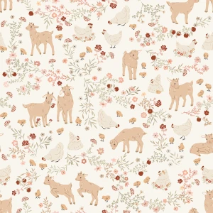 Poppie Cotton Fabrics - Primrose & Parsley - Barnyard Babies - White #pr26843