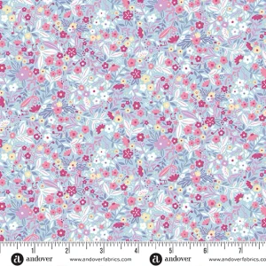 Andover Fabric - Dance Class - Floral - Blue #mu243-b