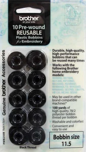 Brother PWB250B Pre-Wound Embroidery Bobbins (10 Pack)