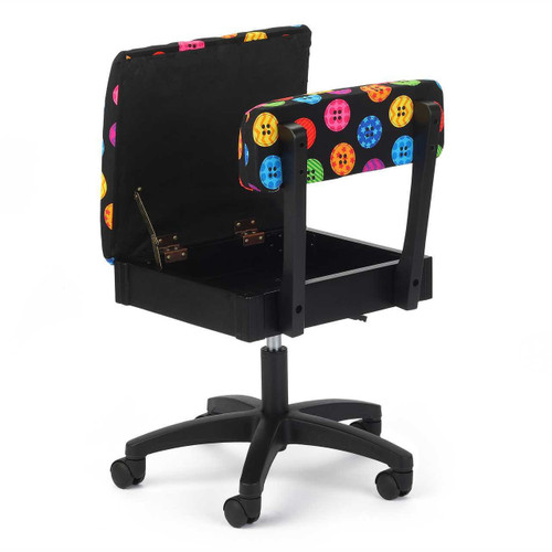 Arrow Hydraulic Lift Sewing Chair in Black Button Fabric Arrow Hydraulic Lift Sewing Chair in Black Button Fabric