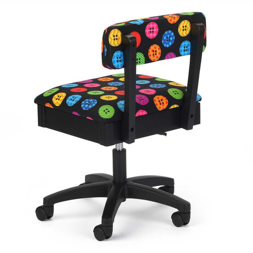 Arrow Hydraulic Lift Sewing Chair in Black Button Fabric Arrow Hydraulic Lift Sewing Chair in Black Button Fabric