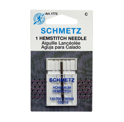  Schmetz Hemstitch Wing Sewing Machine Needle Size 100/16 