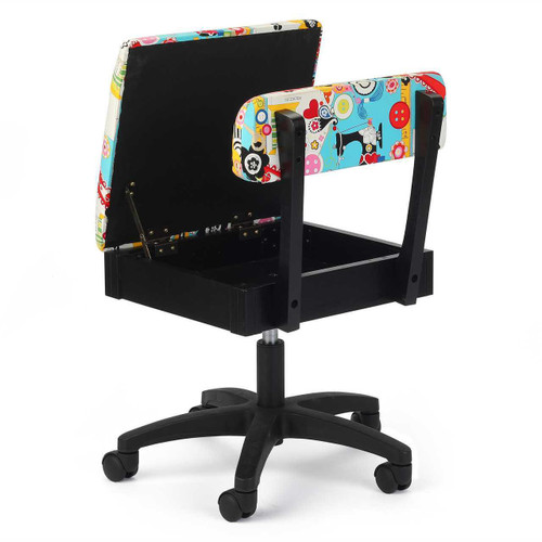 Arrow Hydraulic Lift Sewing Chair in Sew Now Sew Wow Fabric Arrow Hydraulic Lift Sewing Chair in Sew Now Sew Wow Fabric