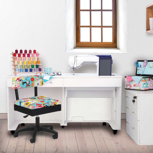 Arrow Hydraulic Lift Sewing Chair in Sew Now Sew Wow Fabric Arrow Hydraulic Lift Sewing Chair in Sew Now Sew Wow Fabric