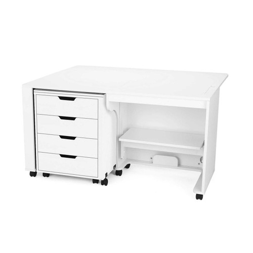 Arrow Laverne Sewing Cabinet with Shirley Four Drawer Storage Cabinet in White Arrow Laverne Sewing Cabinet with Shirley Four Drawer Storage Cabinet in White