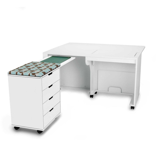 Arrow Laverne Sewing Cabinet with Shirley Four Drawer Storage Cabinet in White Arrow Laverne Sewing Cabinet with Shirley Four Drawer Storage Cabinet in White