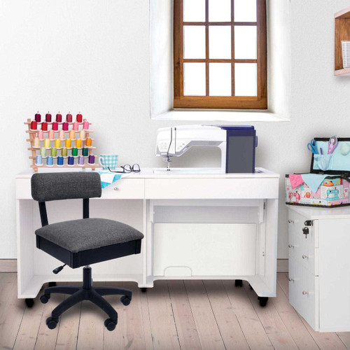 Arrow Hydraulic Lift Sewing Chair in Lady Gray Fabric Arrow Hydraulic Lift Sewing Chair in Lady Gray Fabric