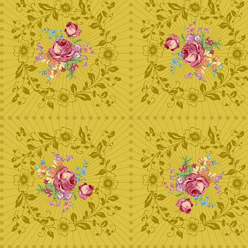 Andover Fabrics Andover Fabric - Nonna Wreath - Mustard 