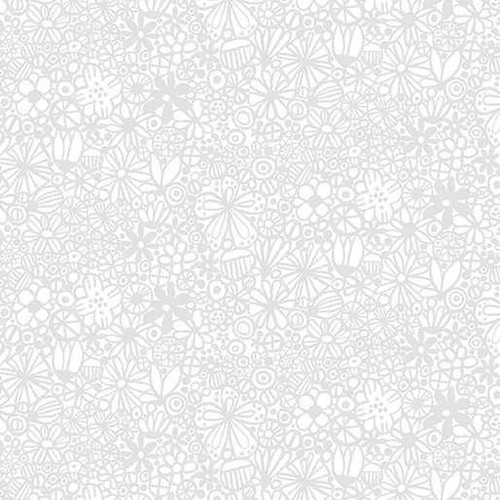  Benartex Fabric - Flowers Packed Grey/White 