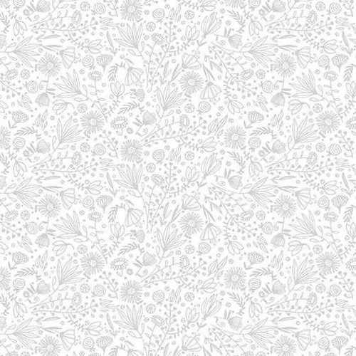  Benartex Fabric - Whisp Flowers Light Grey 