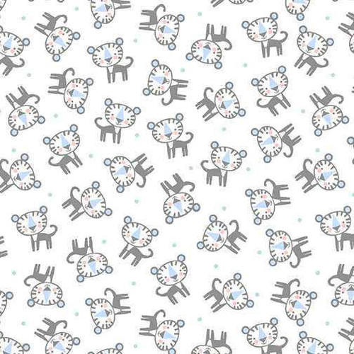 Benartex Fabric - Baby Tiger Flannel White