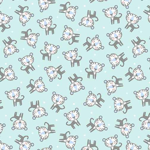  Benartex Fabric - Baby Tiger Flannel Turquoise 