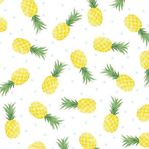  Benartex Fabric - Pineapple Fun White 