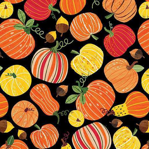 Benartex Fabric - Pumpkin Patch Black