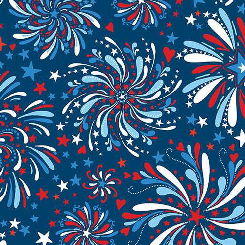  Benartex Fabric - Fireworks Celebration Blue 