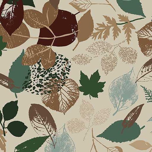 Benartex Fabric - Forest Leaves Tan