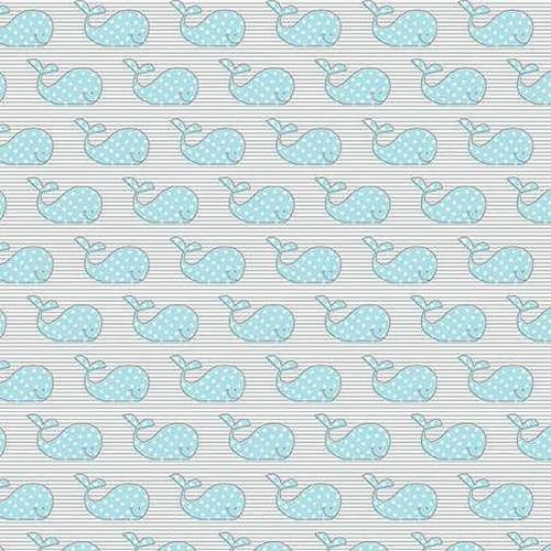  Benartex Fabric - Adorable Whale Teal/Grey 