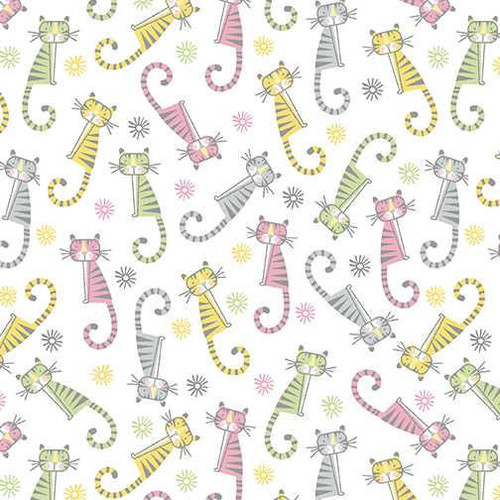  Benartex Fabric - Adorable Tigers Pink/White 