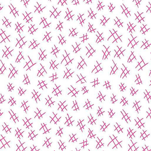  Benartex Fabric - Hashtags Fuchsia/White 