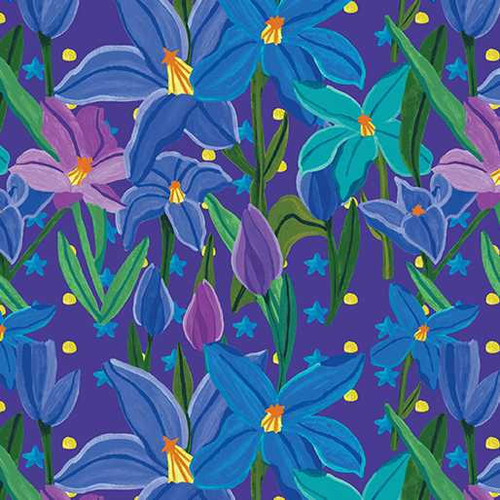  Benartex Fabric - Lilies Bluebell 