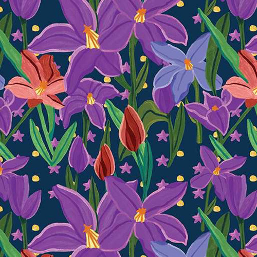  Benartex Fabric - Lilies Plum 