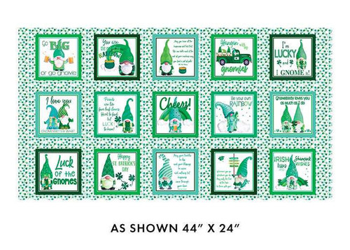  Benartex Fabric - Lucky Gnome Boxes White/Green 