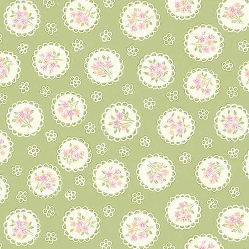  Benartex Fabric - Rose Doily Green 