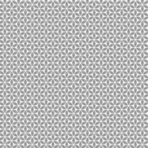  Benartex Fabric - Geo Flower Grey/White 