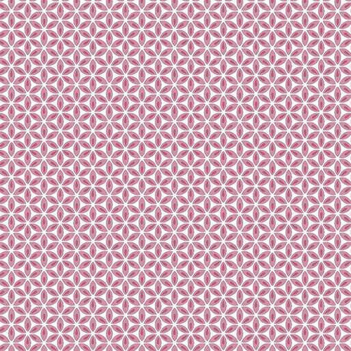  Benartex Fabric - Geo Flower Pink/White 