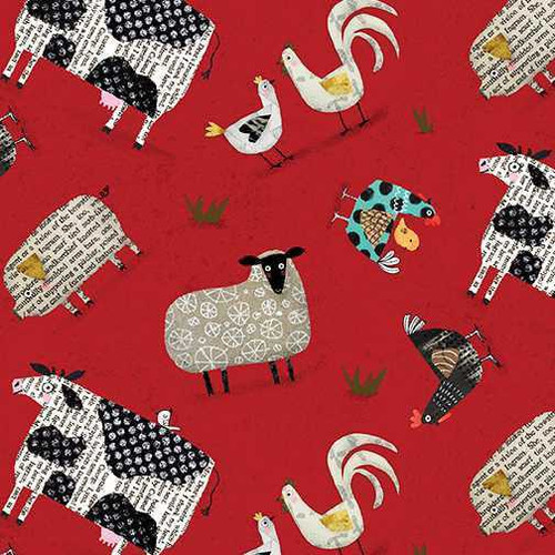Benartex Fabric - On the Farm Red