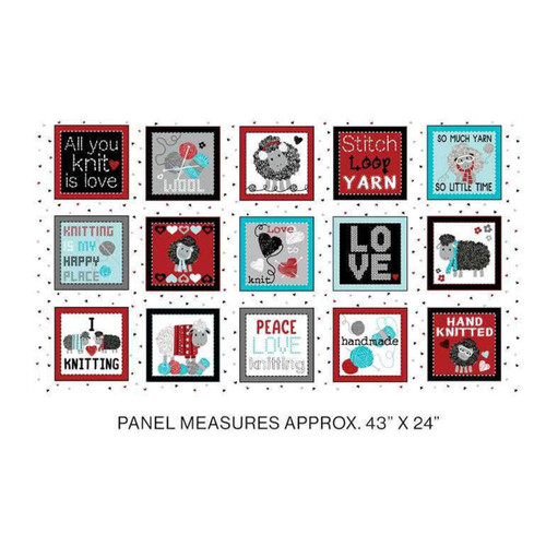 Benartex Fabric - Love to Knit Boxes White Benartex Fabric - Love to Knit Boxes White