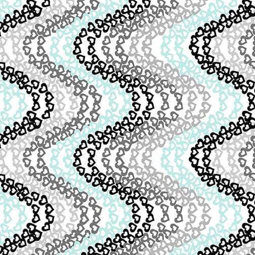  Benartex Fabric - Knitted Hearts White/Aqua 
