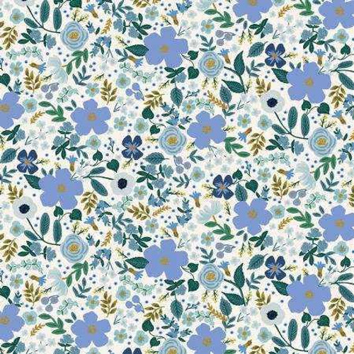 Cotton & Steel Fabric - Wild Rose - Blue Metallic