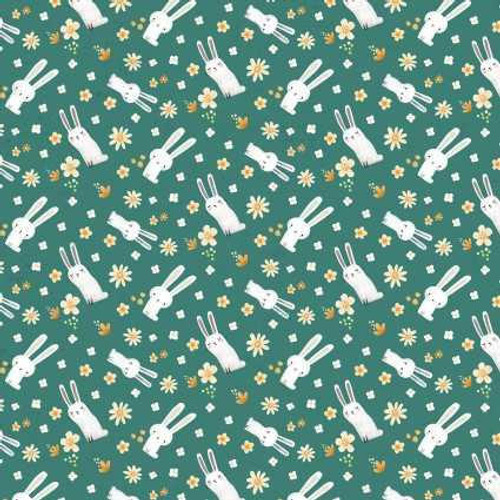  Contempo Fabric - Into the Woods - Bunny Teal 