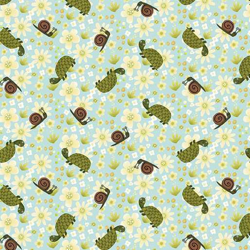  Benartex Fabric - Into the Woods - Turtle and Snail on Sky 