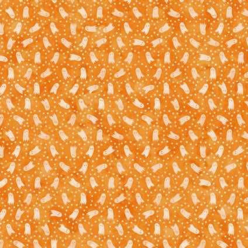  Maywood Studio Fabric - Spooky Hallow - Ghosts Orange 