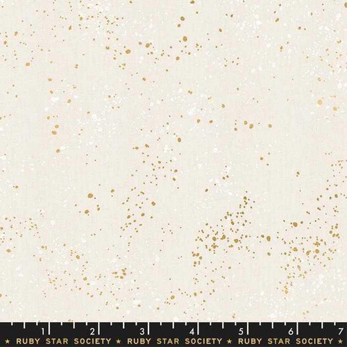  Ruby Star Society Fabric - Speckled - Metallic White Gold 
