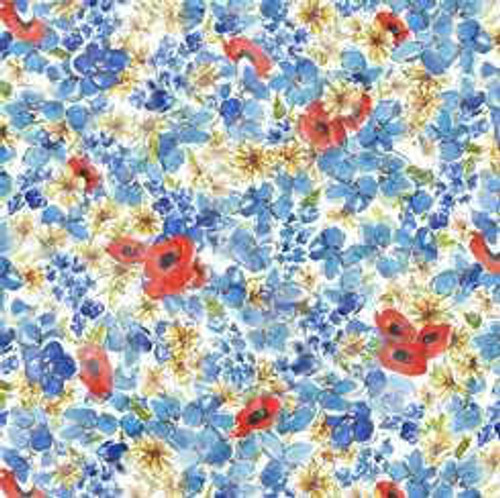 QT FABRICS QT Fabric - Packed Floral Blue 