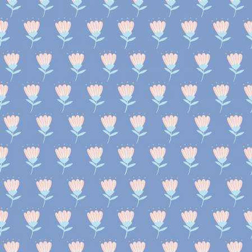  Riley Blake Designs Fabric - Mulberry Lane Tulips Blue 